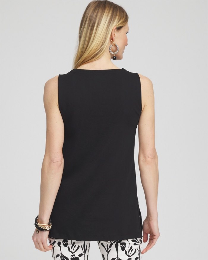 Chicos Notch Neck Tank - Black