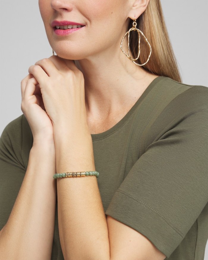 Chicos Olive Jade Hero Stretch Bracelet - Olive