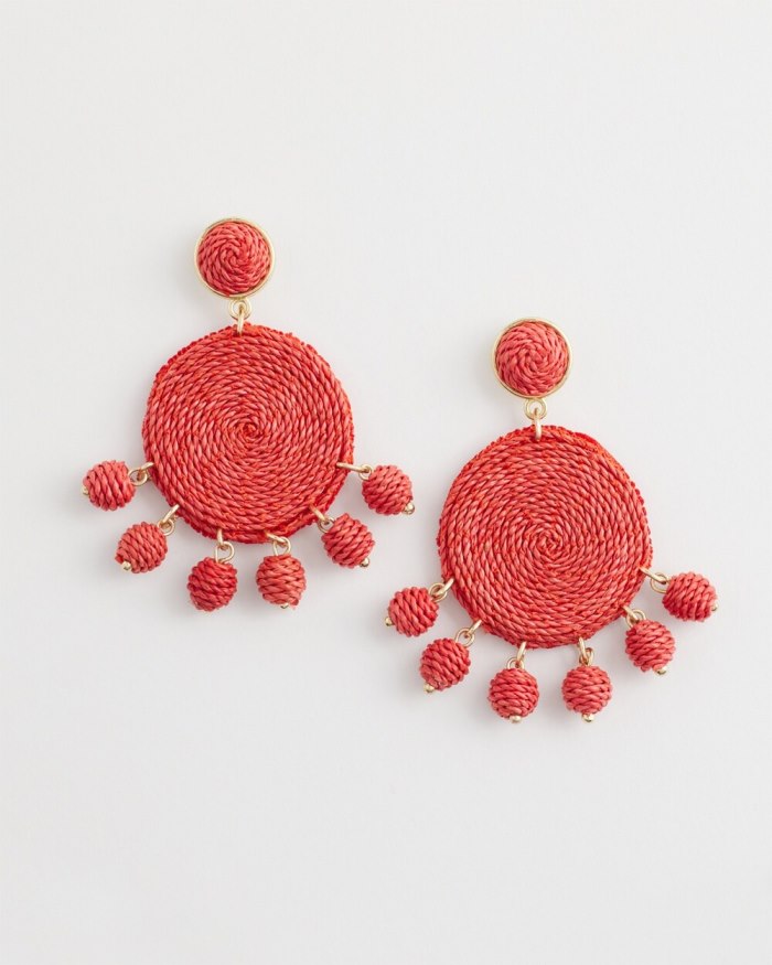 Chicos No Droop Raffia Drop Earrings - Nectarine