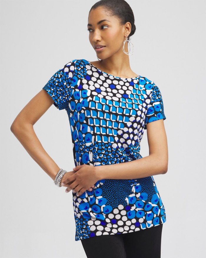 Chicos Travelers Mixed Dots Tunic - Intense Azure