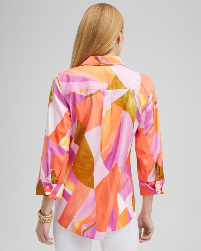 Chicos No Iron Stretch Abstract Mix Shirt - Nectarine