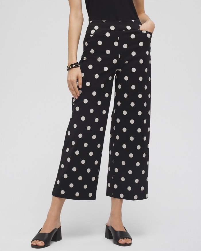 Chicos Brigitte Polka Dot Wide Leg Pants - Black