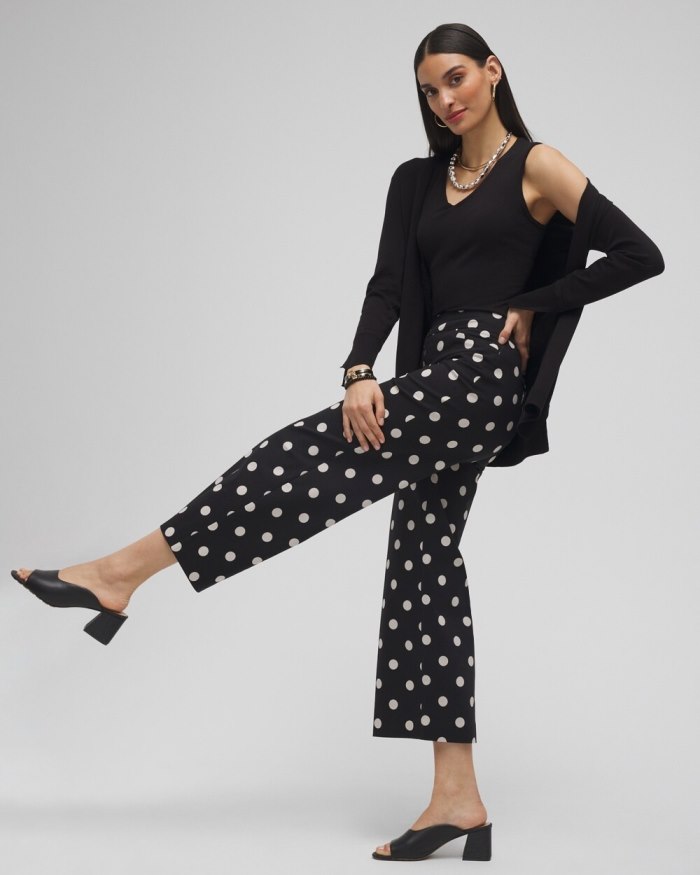 Chicos Brigitte Polka Dot Wide Leg Pants - Black