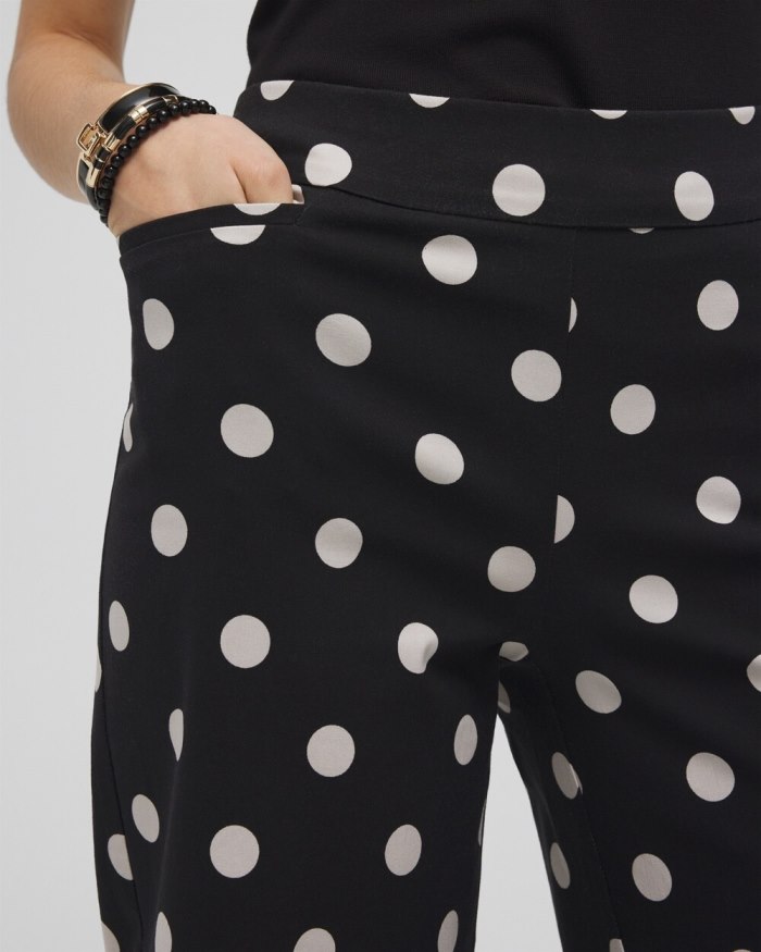 Chicos Brigitte Polka Dot Wide Leg Pants - Black