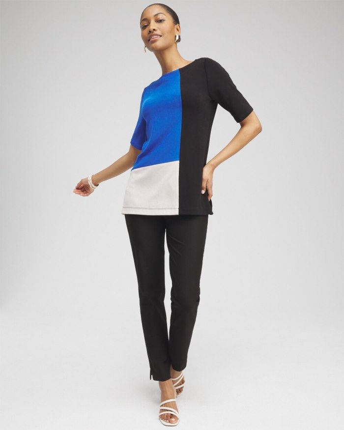 Chicos Travelers Colorblock Tunic - Intense Azure