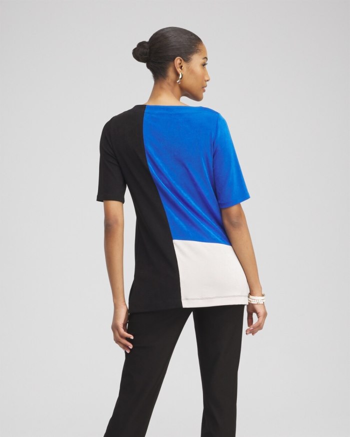 Chicos Travelers Colorblock Tunic - Intense Azure