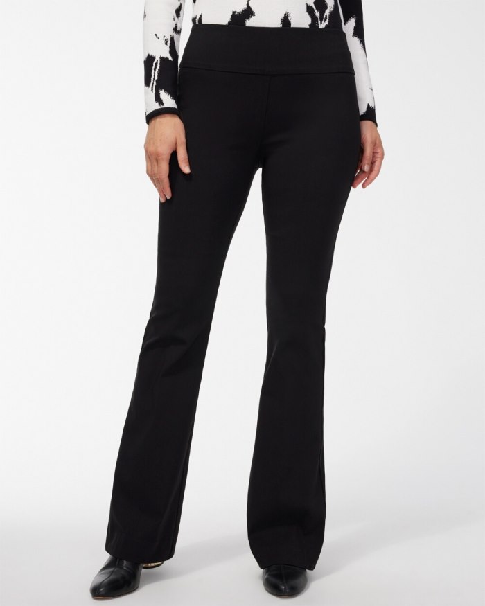 Chicos Wide Waistband Flare Pants - Black