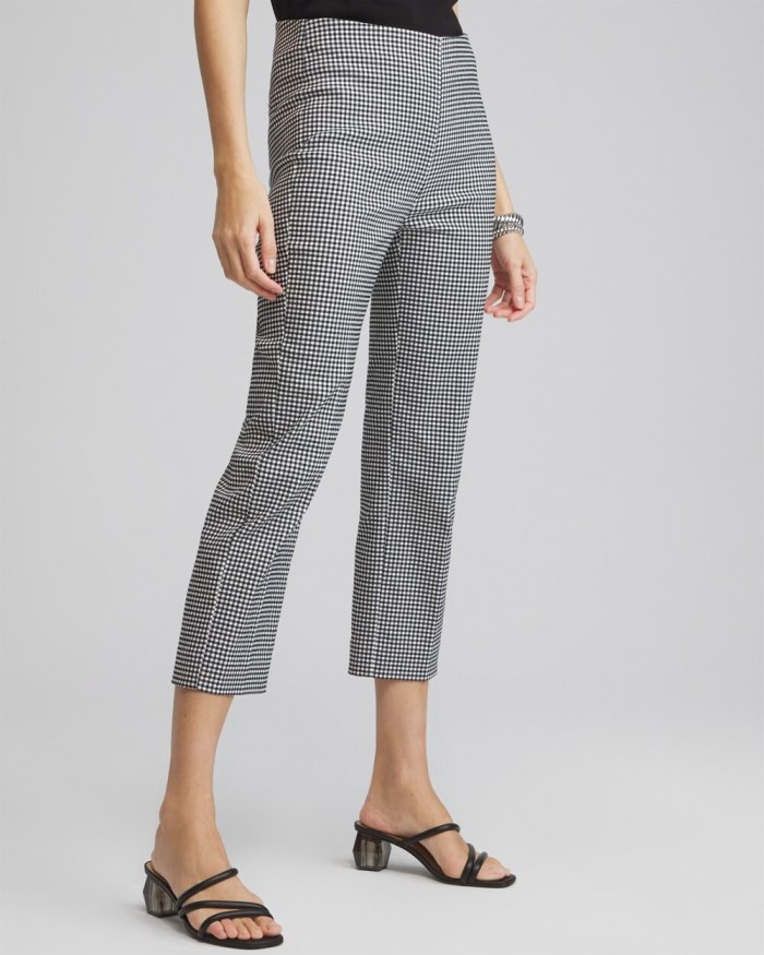 Chicos Juliet Gingham Straight Crops - Black/Alabaster