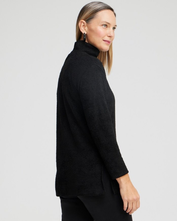 Chicos Mock Neck Tee - Black