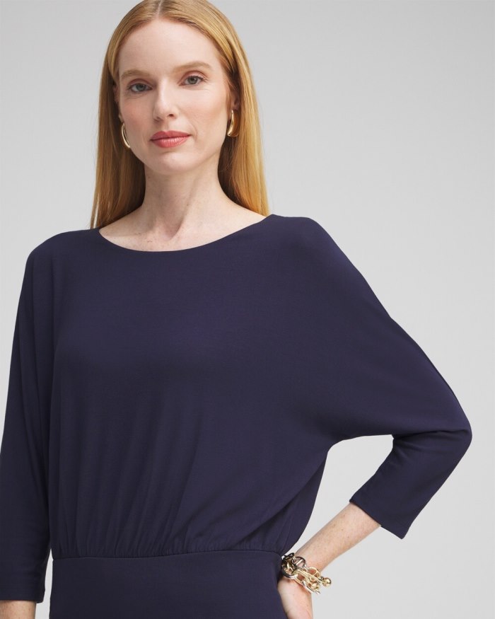 Chicos Touch of Cool Banded Hem Top - Classic Navy