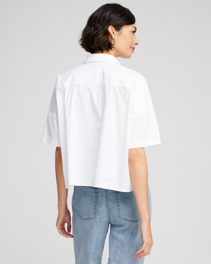 Chicos Poplin Pocket Shirt - Alabaster