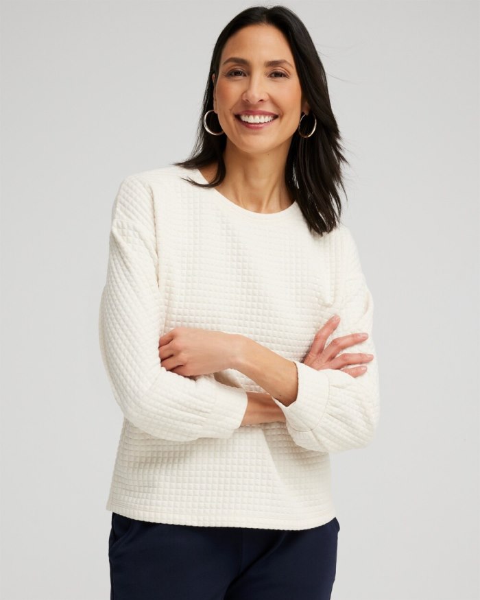 Chicos Zenergy Jacquard Knit Pullover - English Cream