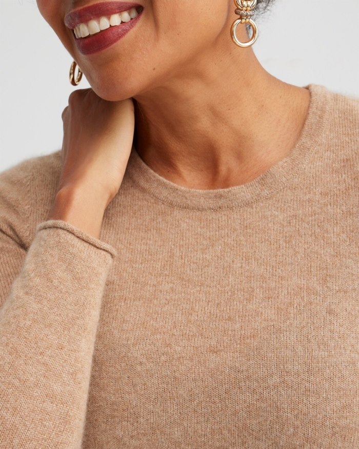 Chicos Cashmere Crew Neck Sweater - Ecru