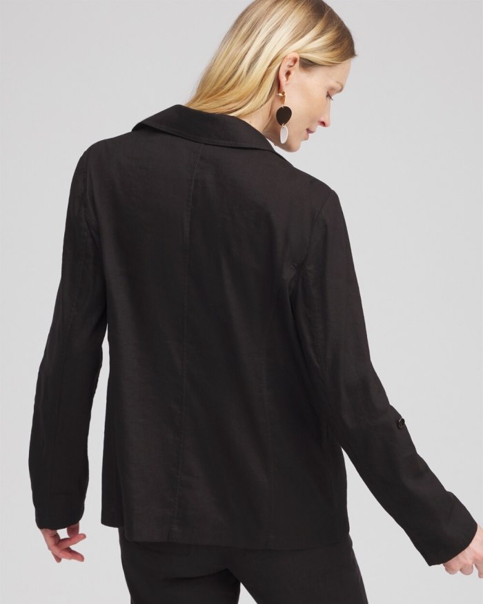 Chicos Linen Blend Stretch Blazer - Black