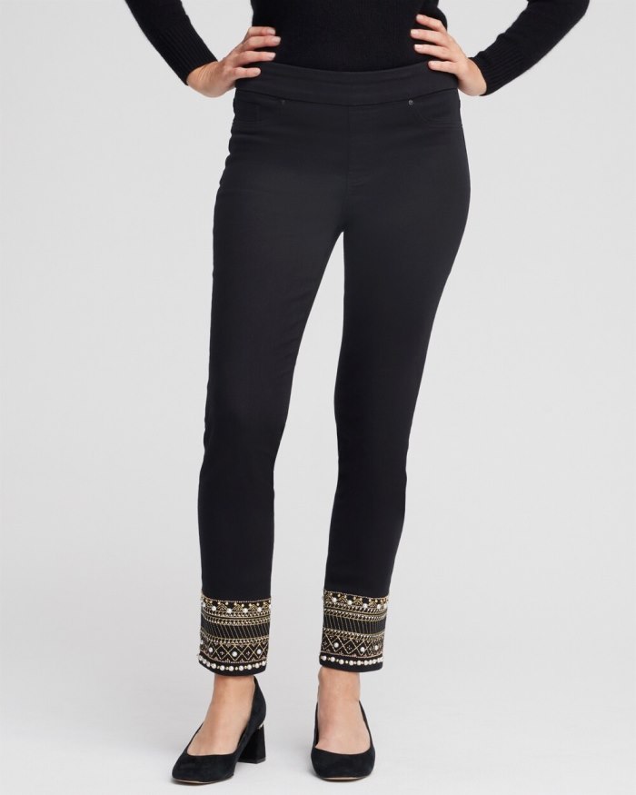 Chicos Embellished Pull-On Jeggings - Black