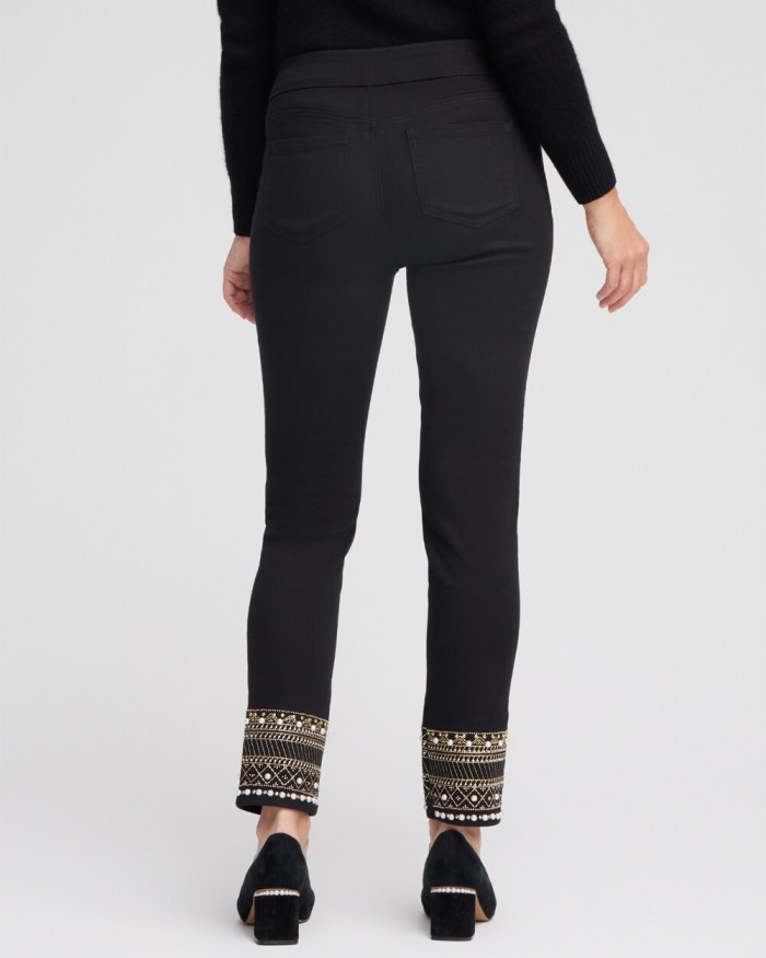 Chicos Embellished Pull-On Jeggings - Black