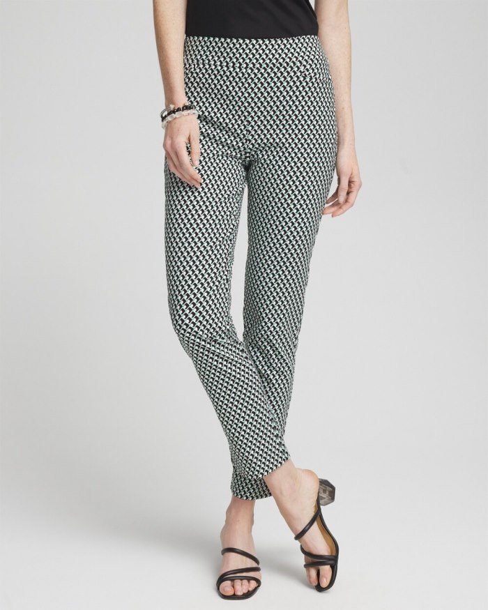 Chicos Brigitte Dot Grid Ankle Pants - Black/Alabaster