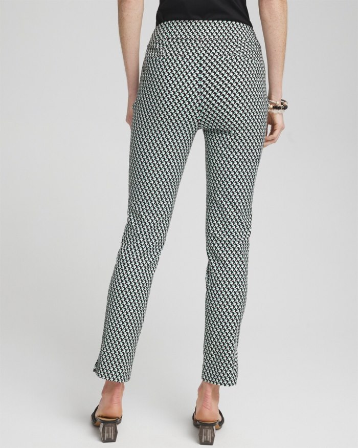 Chicos Brigitte Dot Grid Ankle Pants - Black/Alabaster