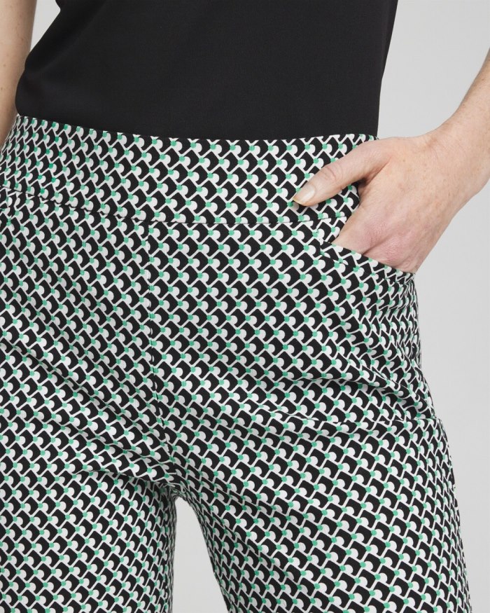 Chicos Brigitte Dot Grid Ankle Pants - Black/Alabaster