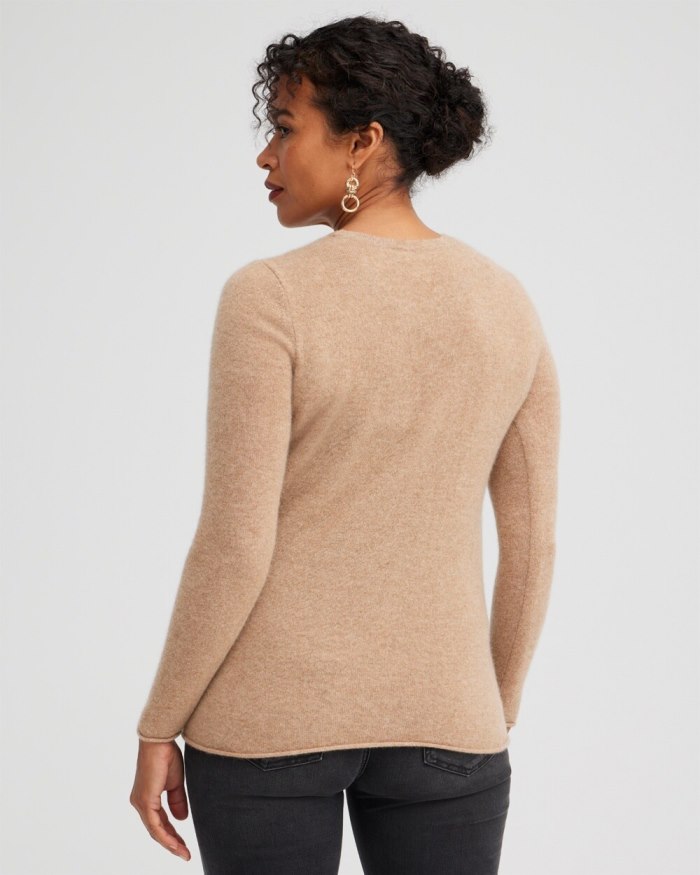 Chicos Cashmere Crew Neck Sweater - Camel