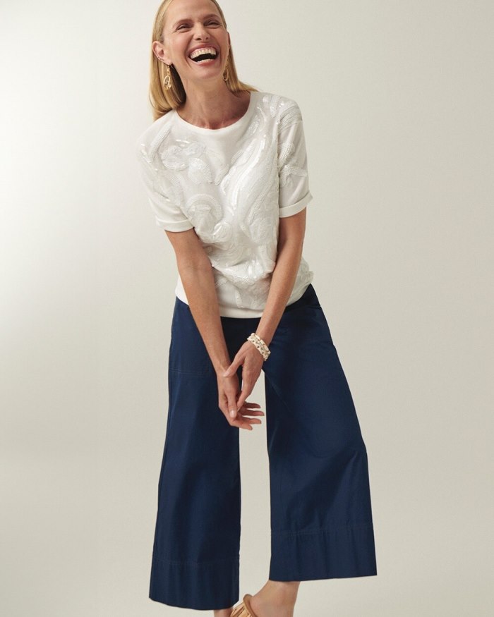 Chicos Poplin Culotte Pants - Victory Blue