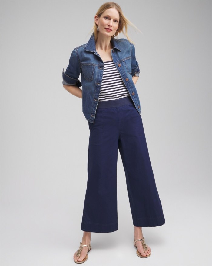 Chicos Poplin Culotte Pants - Victory Blue