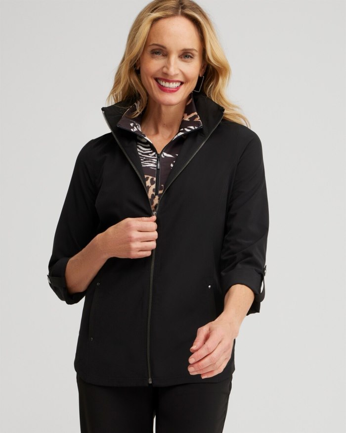 Chicos Zenergy UPF Hidden Hood Jacket - Black