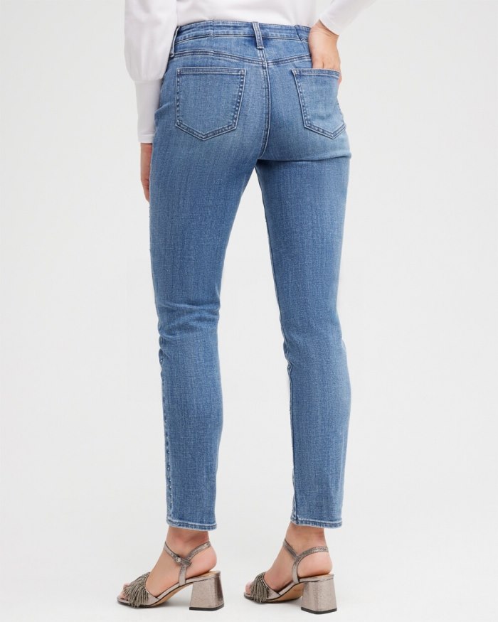 Chicos Girlfriend Scattered Stone Ankle Jeans - Cambridge Indigo