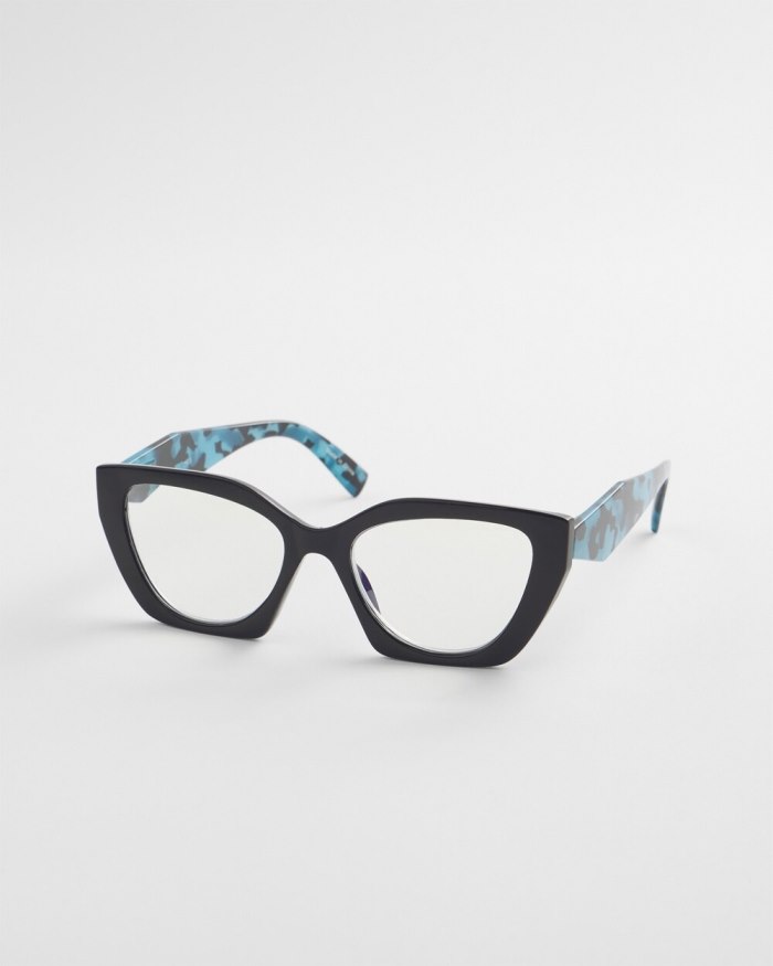 Chicos Blue Faux Tort Readers - Blue