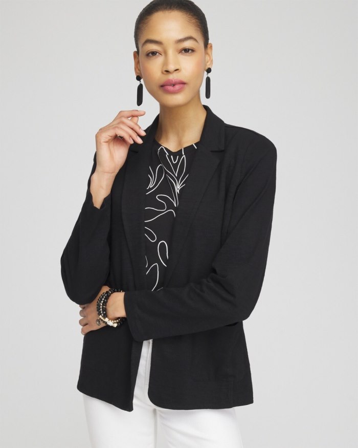 Chicos Knit Cotton Blend Blazer - Black