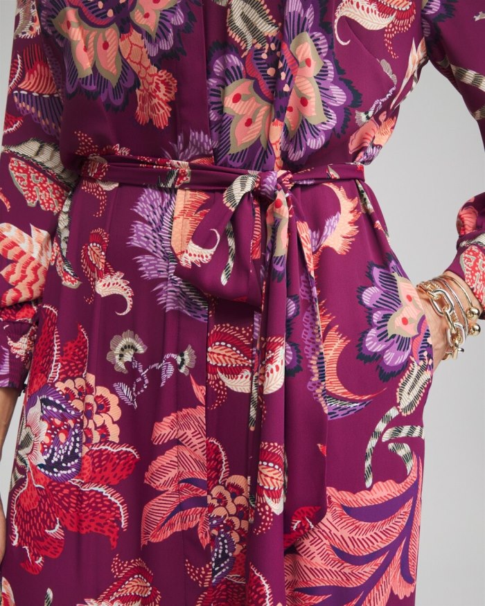 Chicos Floral Shirt Dress - Fresh Plum