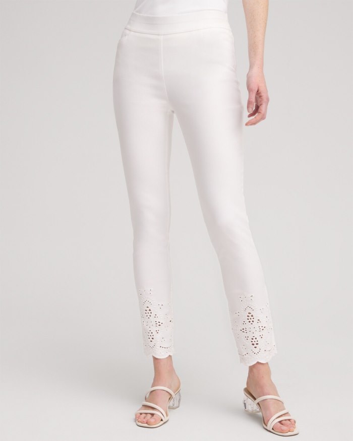 Chicos Brigitte Eyelet Ankle Pants - Alabaster