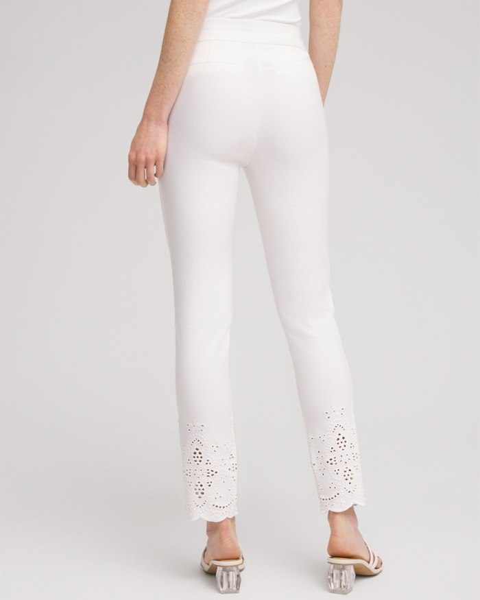 Chicos Brigitte Eyelet Ankle Pants - Alabaster