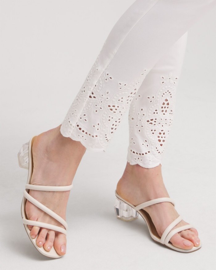 Chicos Brigitte Eyelet Ankle Pants - Alabaster