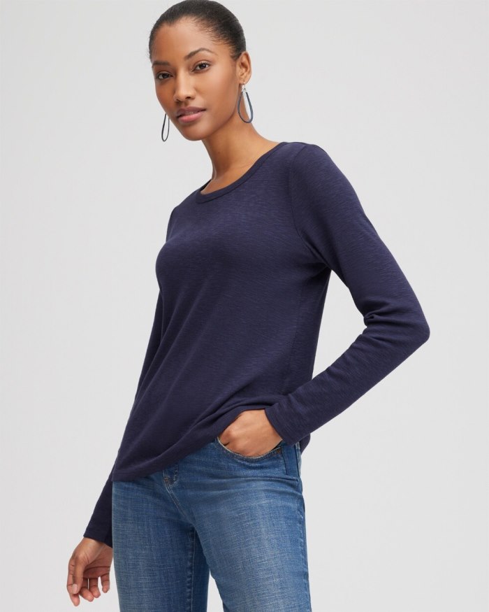 Chicos Ribbed Layering Tee - Classic Navy