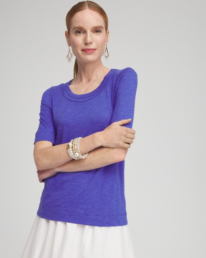 Chicos Scoop Neck Tee - Purple Nightshade