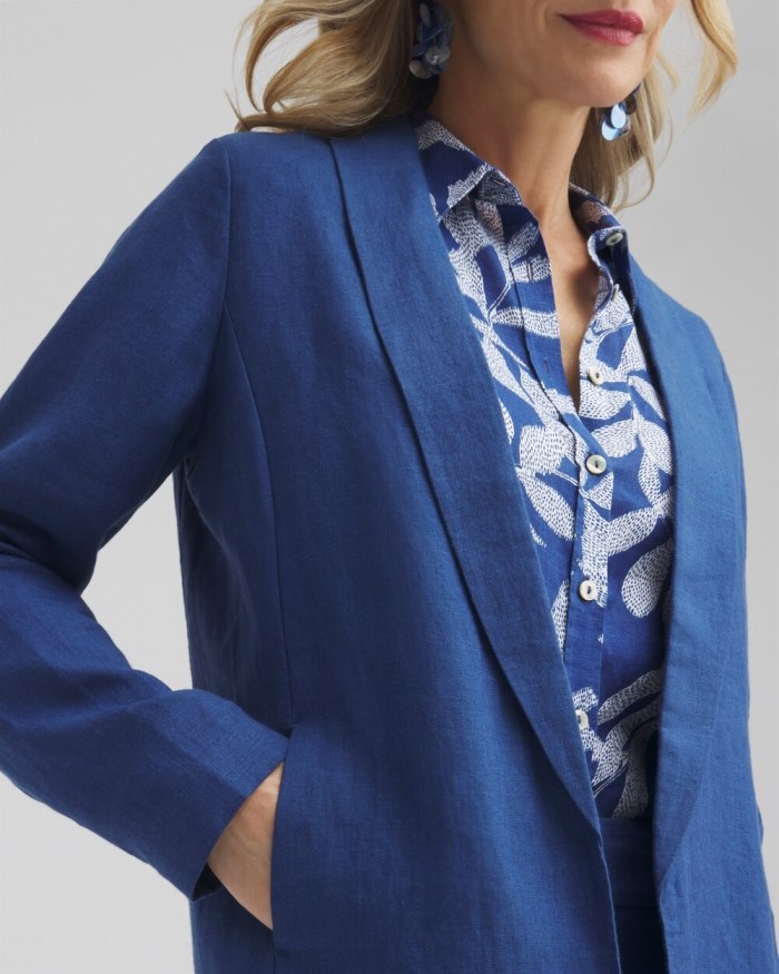 Chicos Linen Blazer - Naval Indigo