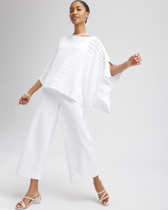 Chicos Circle Knit Poncho - Alabaster