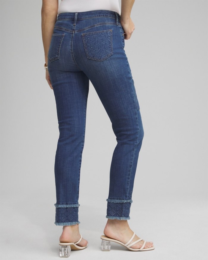 Chicos Girlfriend Double Fray Ankle Jeans - Palomino Indigo