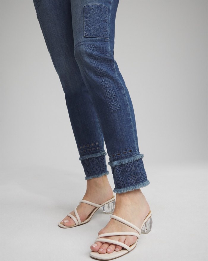 Chicos Girlfriend Double Fray Ankle Jeans - Palomino Indigo