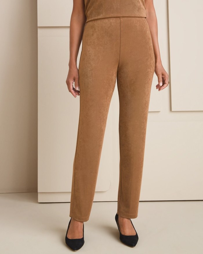 Chicos Travelers Essential Slim Pants - Deep Rum Caramel