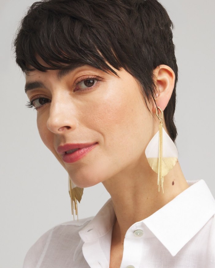 Chicos No Droop White Fringe Earrings - Alabaster