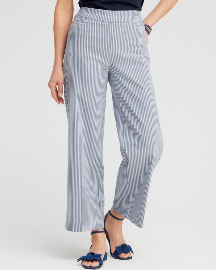 Chicos Brigitte Stripe Wide Leg Crops - PROMENADE