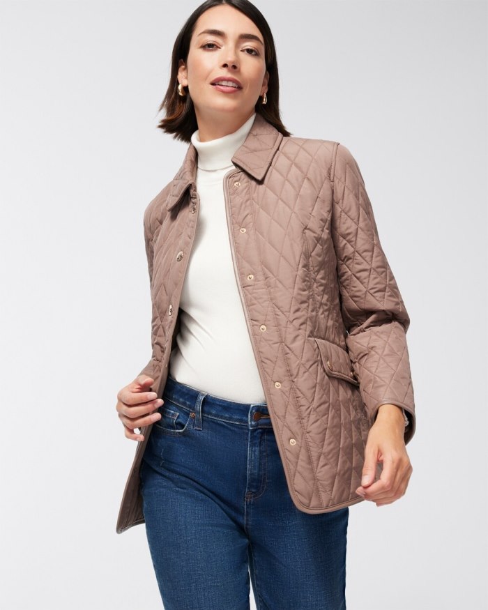 Chicos Quilted Mid-Length Jacket - Urban Taupe