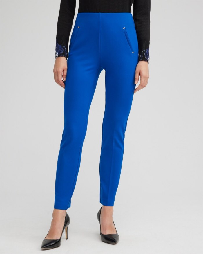 Chicos Juliet Ponte Trim Detail Ankle Pants - Cosmic Cobalt