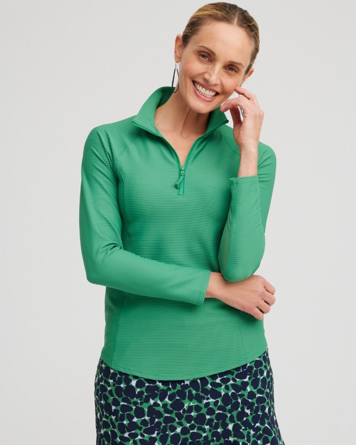 Chicos Zenergy Mesh Detail Zip Pullover - Twisted Ivy