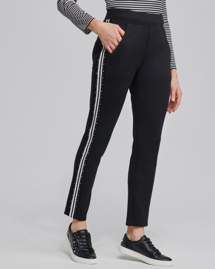 Chicos Zenergy Studded Double Knit Pants - Black