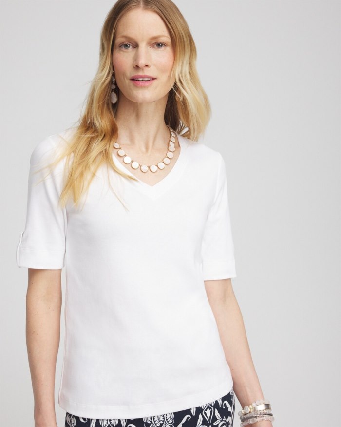 Chicos Everyday V-neck Tee - Alabaster