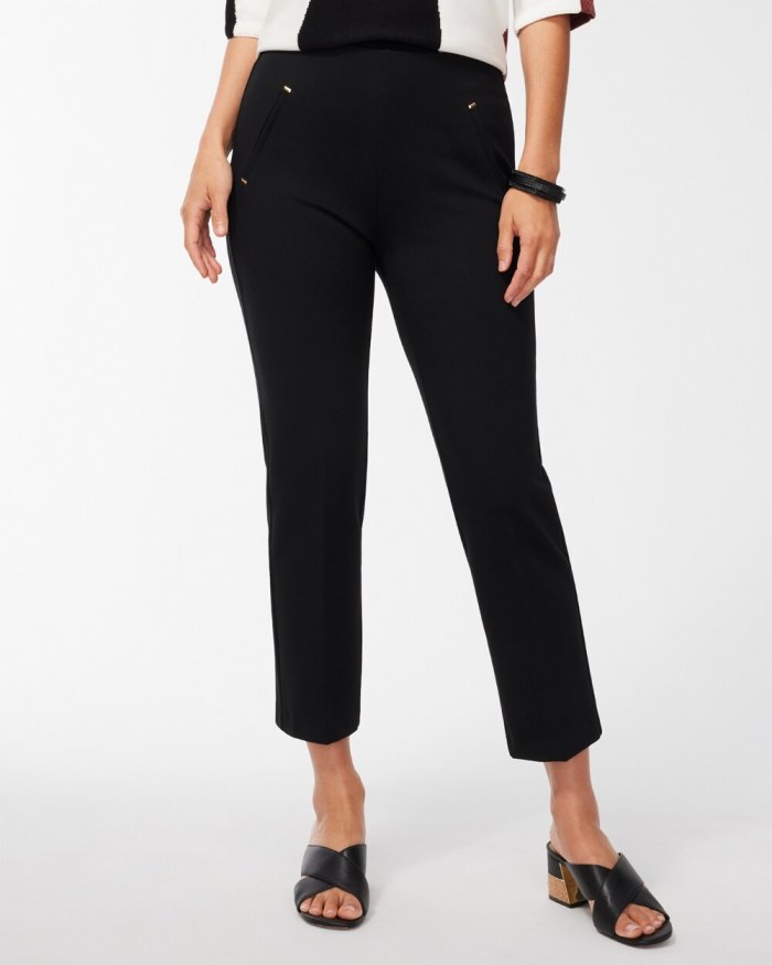 Chicos Juliet Ponte Straight Cropped Pants - Black