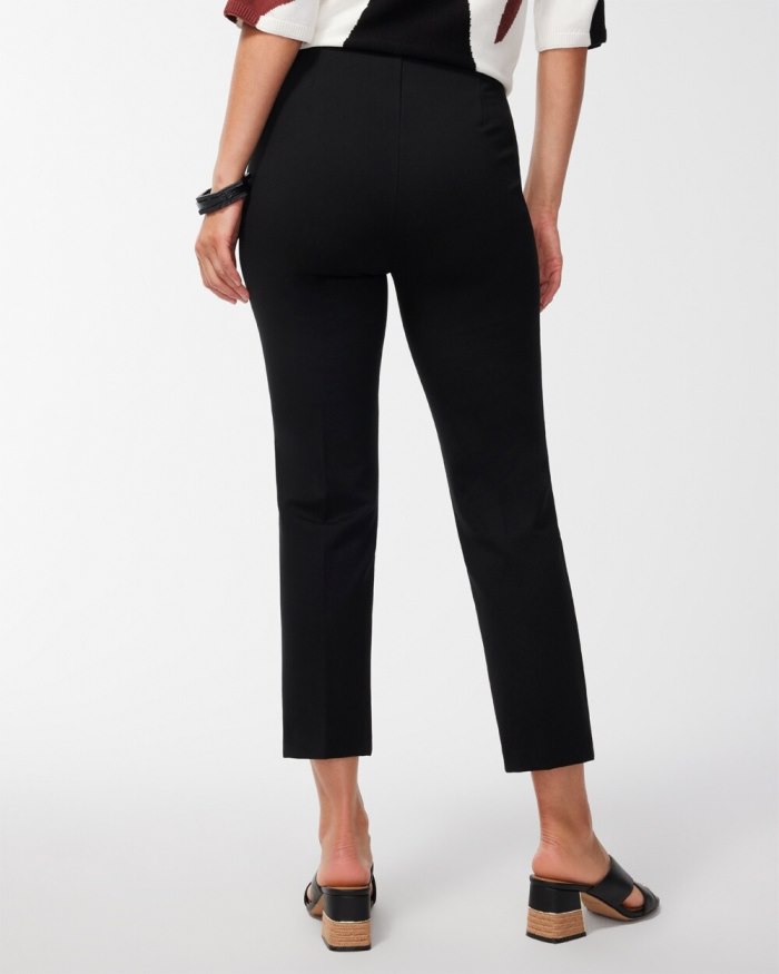 Chicos Juliet Ponte Straight Cropped Pants - Black